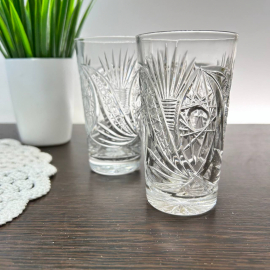 Стаканы из хрусталя для холодных напитков, рисунок от формы. Винтаж, СССР. Цена за 1шт. Картинка 1